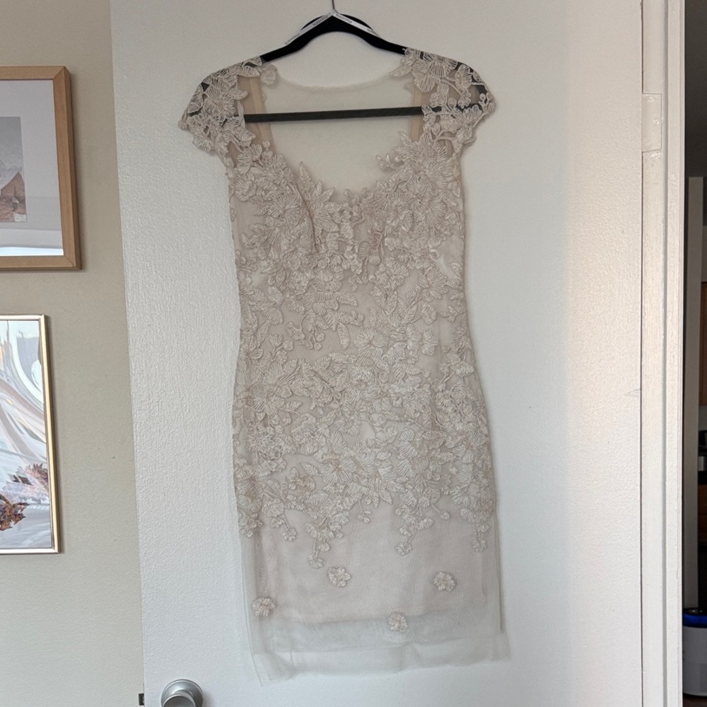 Tadashi Shoji Cream Lace Mini Dress